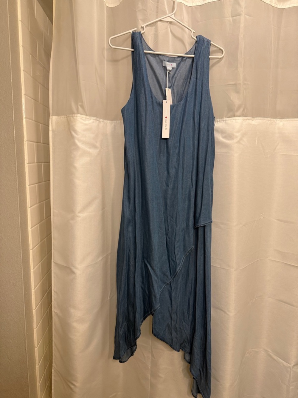 NWT Intro Brand Dillard’s Large Denim-Blue Sleeveless Asymmetrical Maxi Dress